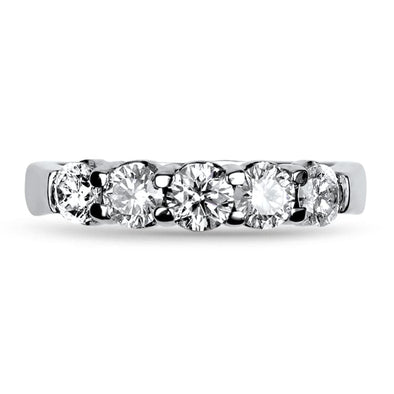 PAGE Estate Wedding Band 14k White Gold Five Diamond Band 7