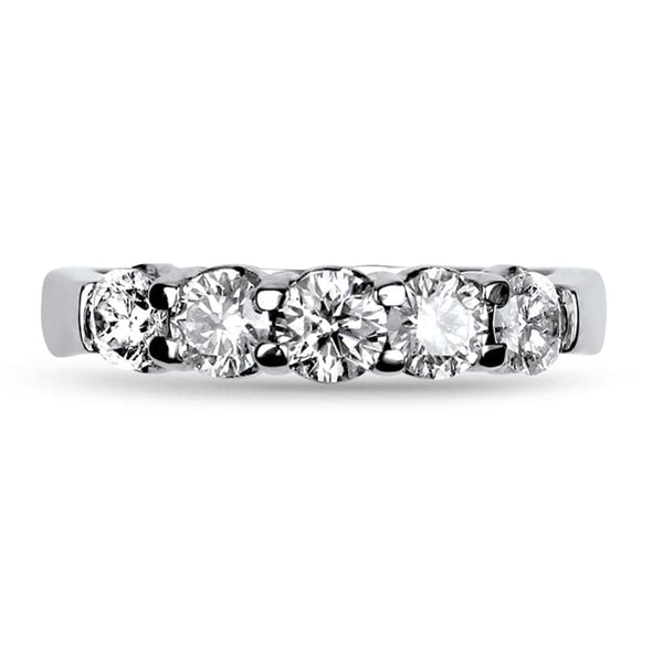 PAGE Estate Wedding Band 14k White Gold Five Diamond Band 7