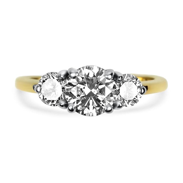 PAGE Estate Engagement Ring 14k Yellow and White Gold 1.08cts Three Stone Diamond Ring 7.75