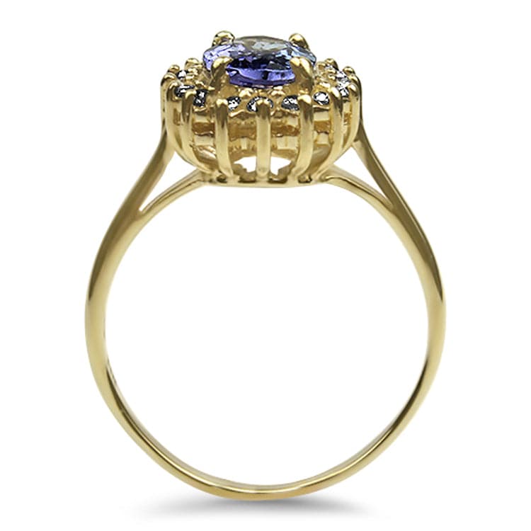 PAGE Estate Ring 14k Yellow Gold 1.05cts Oval Tanzanite and Diamond Halo Ring 6.5
