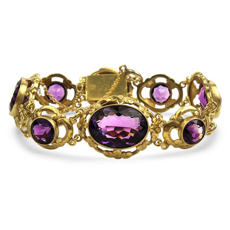 PAGE Estate Bracelet 14k Yellow Gold Amethyst Bracelet