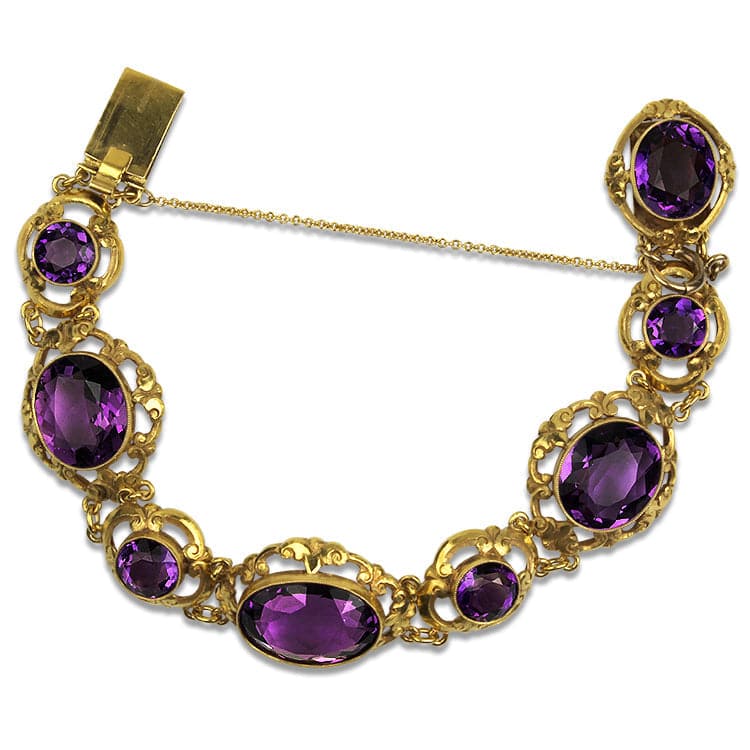 PAGE Estate Bracelet 14k Yellow Gold Amethyst Bracelet
