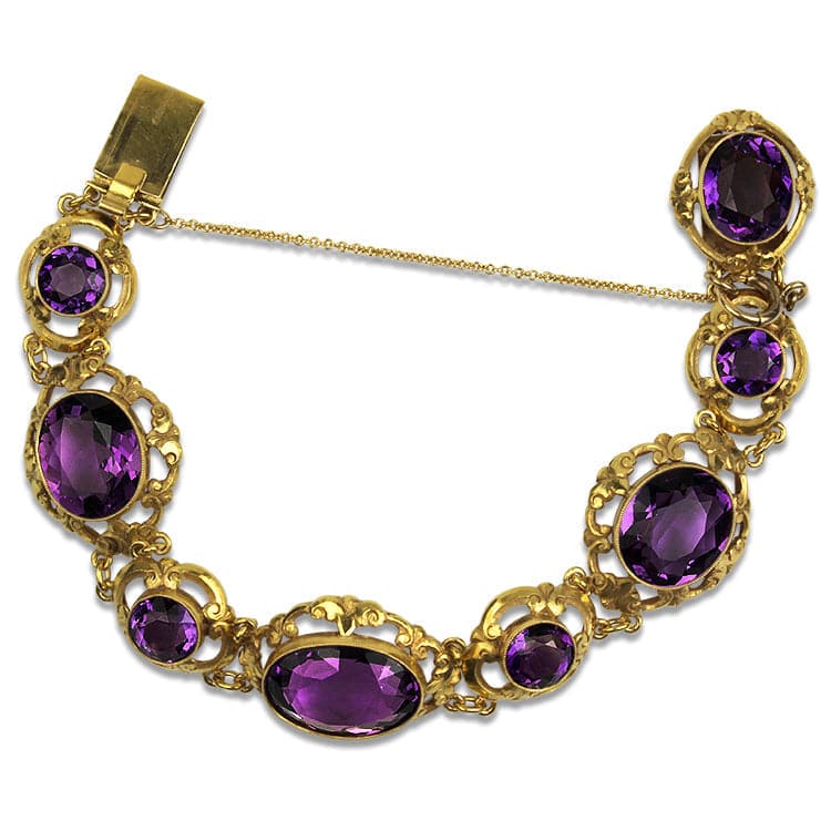 PAGE Estate Bracelet 14k Yellow Gold Amethyst Bracelet