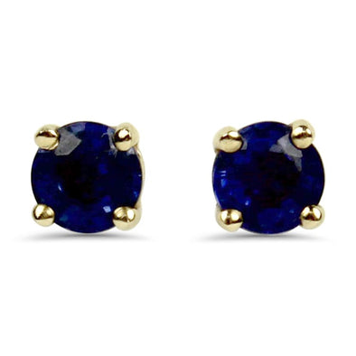 PAGE Estate Earring 14k Yellow Gold Blue Sapphire Stud Earrings