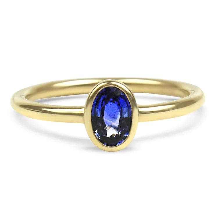 PAGE Estate Ring 14k Yellow Gold Ceylon Oval Sapphire Ring 6.25