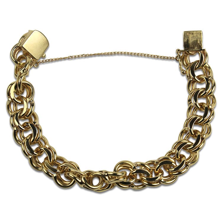 Double Link 14K Yellow Gold Charm Bracelet by Gold Rush