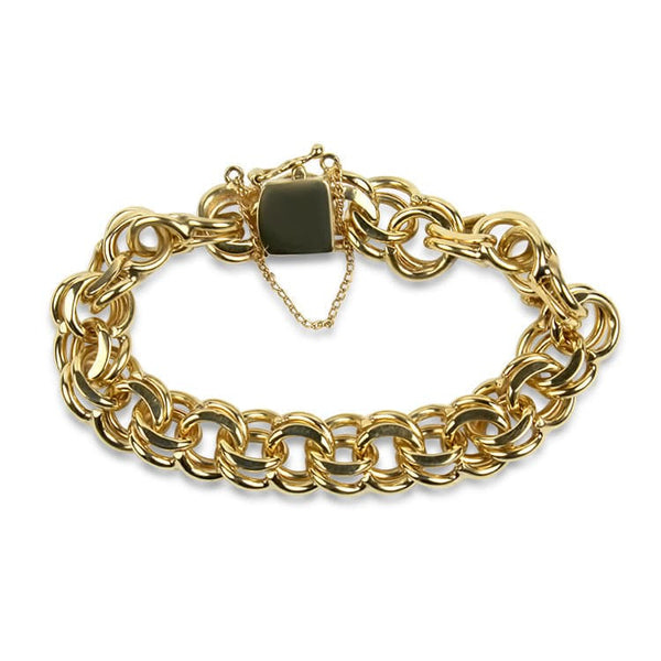 Double Link 14K Yellow Gold Chain Link Bracelet