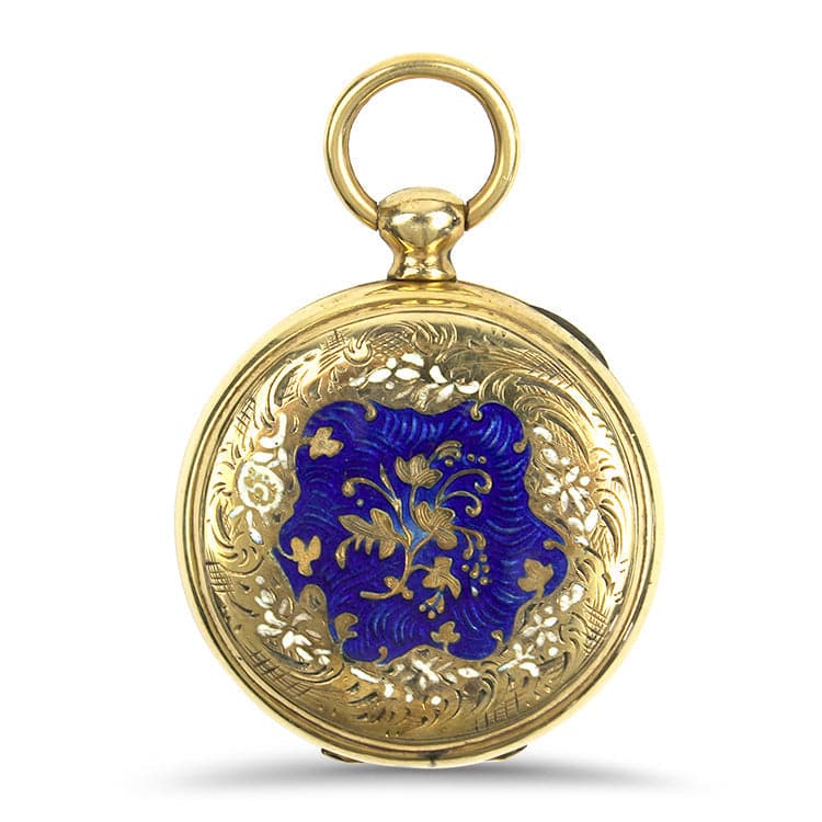 PAGE Estate Necklaces and Pendants 14k Yellow Gold Enameled Watch Locket