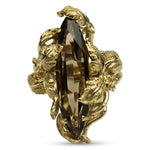 PAGE Estate Ring 14k Yellow Gold Floral Smoky Quartz Ring 5.5