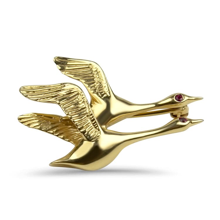 PAGE Estate Necklaces and Pendants 14k Yellow Gold Geese Pin