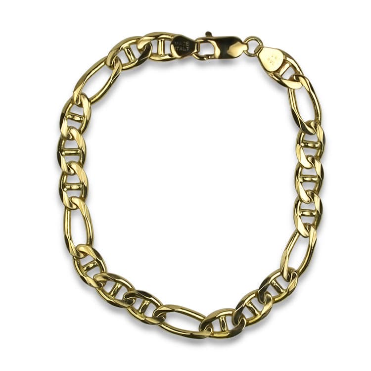PAGE Estate Bracelet 14k Yellow Gold Gents-Style 9" Mariner Curb Link Bracelet