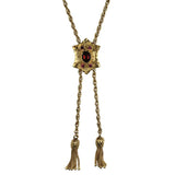PAGE Estate Necklaces and Pendants 14k Yellow Gold Open Rope Slide Tassel Garnet Necklace