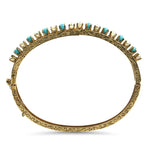 PAGE Estate Bracelet 14K Yellow Gold Pearl and Turquoise Bangle Bracelet