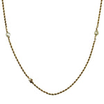 PAGE Estate Necklaces and Pendants 14k Yellow Gold Pearl Stations Rope Chain Necklace