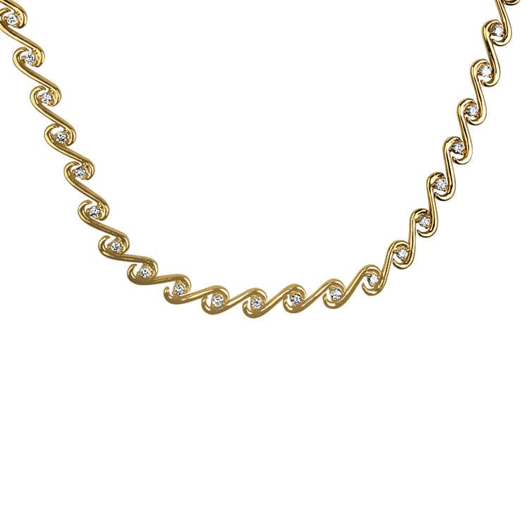 PAGE Estate Necklaces and Pendants 14k Yellow Gold S-Link Diamond Necklace