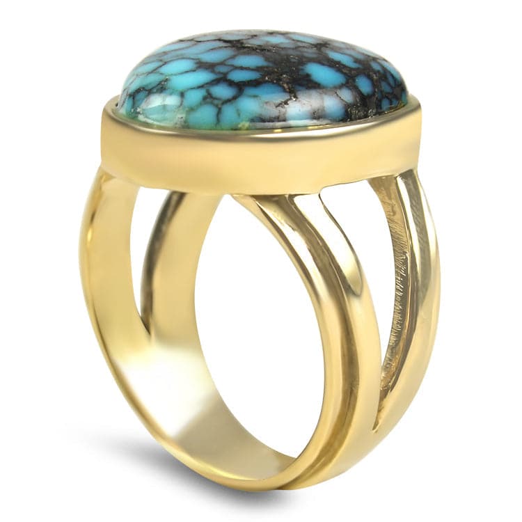 PAGE Estate Ring 14k Yellow Gold Turquoise Bezel Ring 7