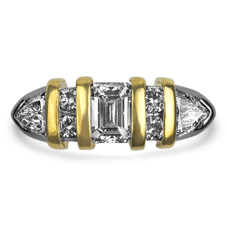 PAGE Estate Ring 18k Two Tone Custom Bar-Set Diamond Ring 5.5