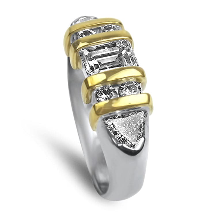 PAGE Estate Ring 18k Two Tone Custom Bar-Set Diamond Ring 5.5