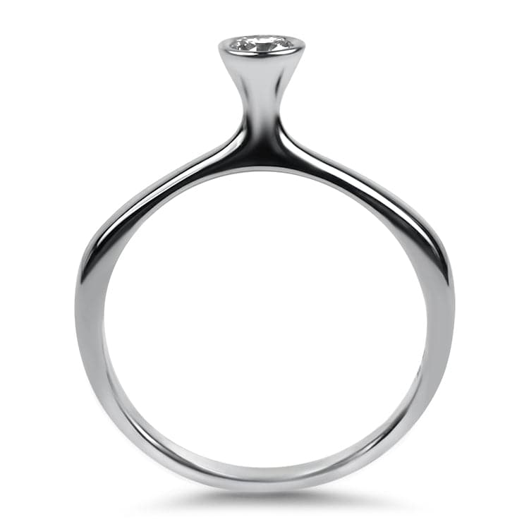 PAGE Estate Engagement Ring 18k White Gold .15ct High Profile Bezel Diamond Ring 7