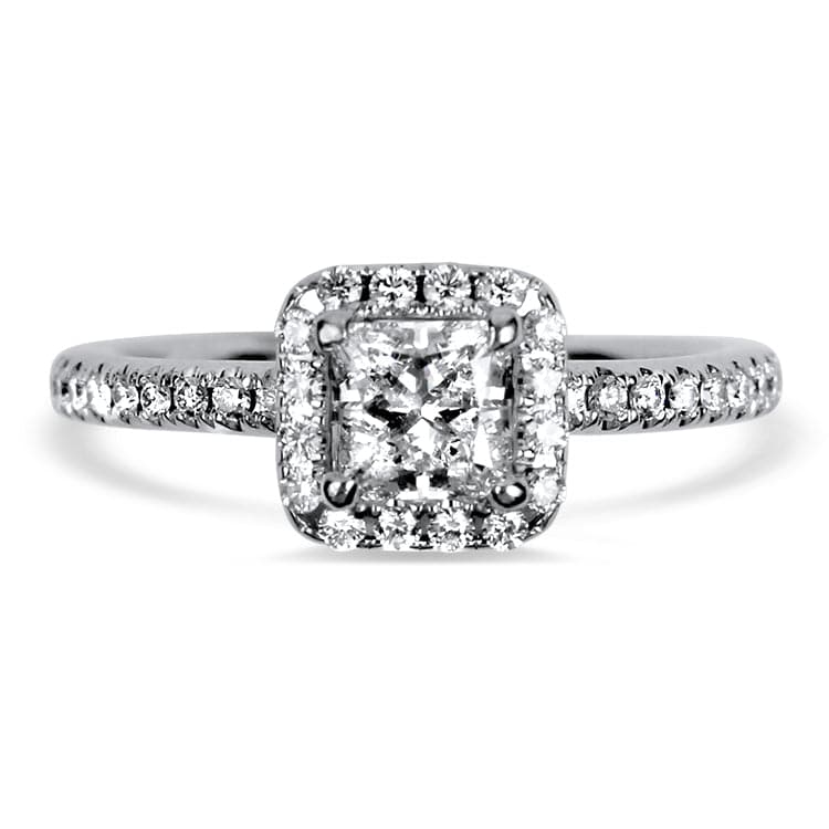 PAGE Estate Engagement Ring 18k White Gold Firemark Princess Cut .58ct Halo Engagement Ring 5