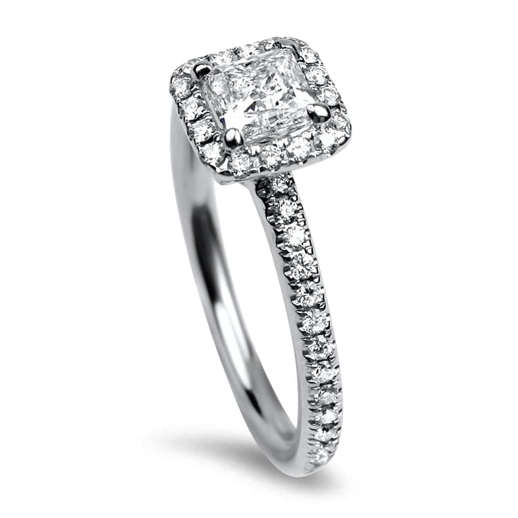 PAGE Estate Engagement Ring 18k White Gold Firemark Princess Cut .58ct Halo Engagement Ring 5