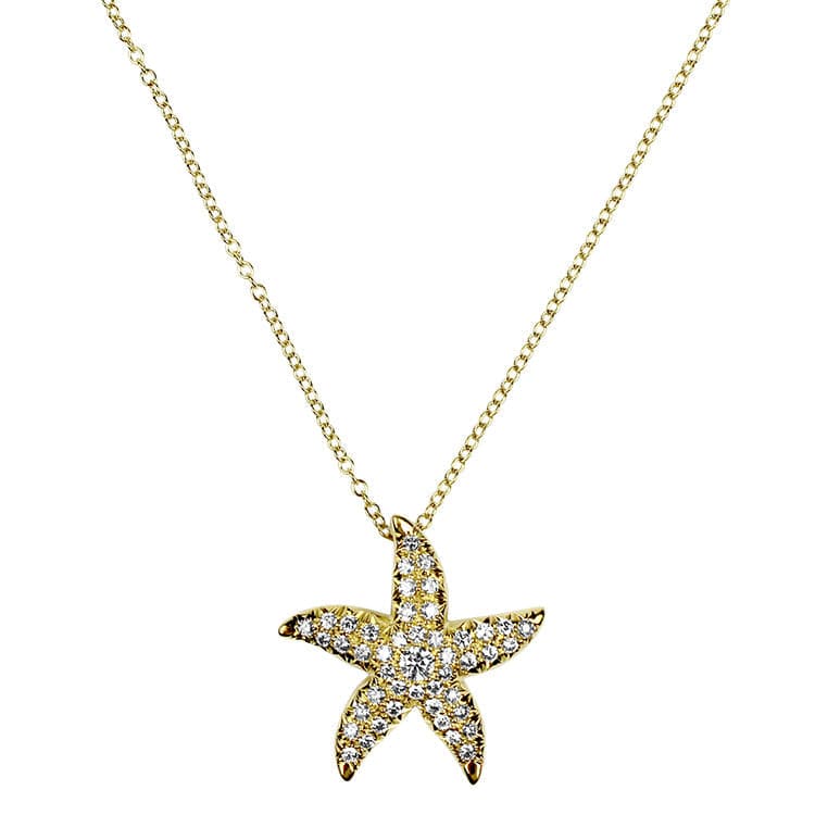 PAGE Estate Necklaces and Pendants 18k Yellow Gold and Diamond Starfish Pendant
