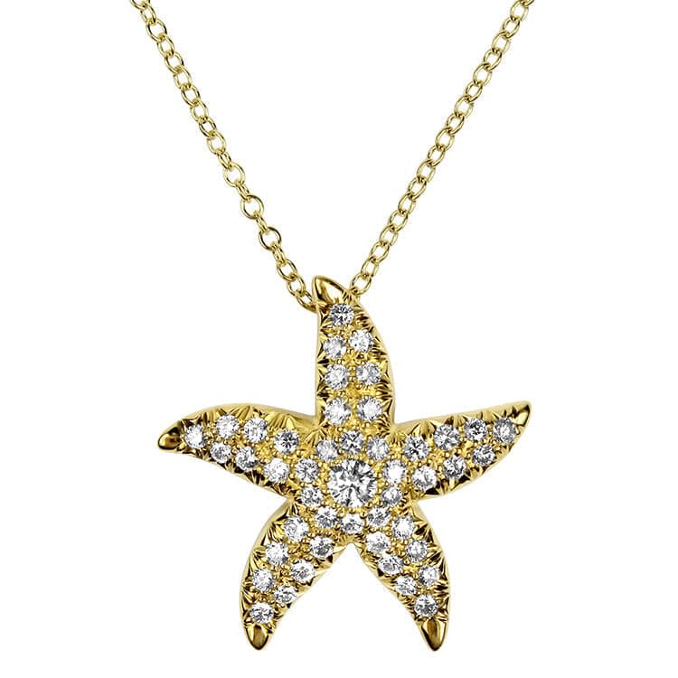PAGE Estate Necklaces and Pendants 18k Yellow Gold and Diamond Starfish Pendant