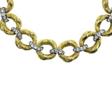 PAGE Estate Bracelet 18k Yellow Gold and Diamond Textured Link Bracelet
