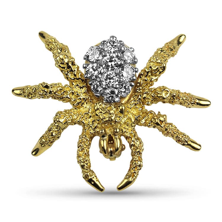 PAGE Estate Pins & Brooches 18k Yellow Gold Diamond Spider Pin