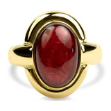 PAGE Estate Ring 18k Yellow Gold Oval Cabochon Ruby Ring 6.5