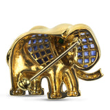 PAGE Estate Pins & Brooches 18k Yellow Gold Sapphire and Diamond Elephant Pin