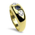 PAGE Estate Ring 18K Yellow Gold Sapphire & Diamond Gypsy Ring 5