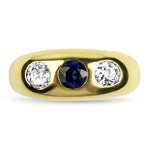 PAGE Estate Ring 18K Yellow Gold Sapphire & Diamond Gypsy Ring 5
