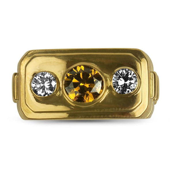 PAGE Estate Ring 18k Yellow Gold Three Stone Ring 5.5