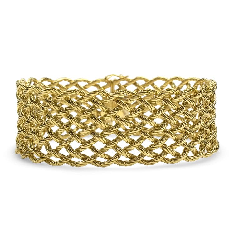 PAGE Estate Bracelet 18k Yellow Gold Ugo Piccini  Open Weave Textured Bracelet