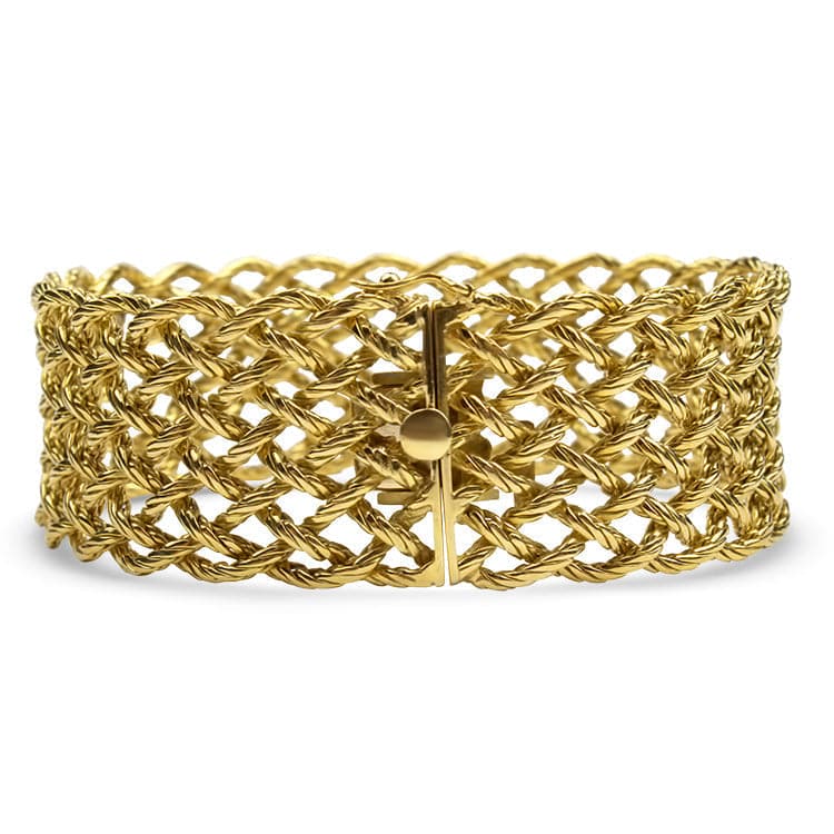 PAGE Estate Bracelet 18k Yellow Gold Ugo Piccini  Open Weave Textured Bracelet
