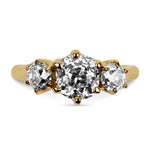 PAGE Estate Engagement Ring 18K Yellow Old Mine Cut 1.12ct Three Stone Diamond Ring 7.5