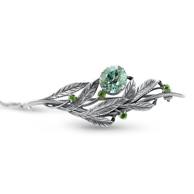 PAGE Estate Pins & Brooches Blue Zircon & Tsavorite Garnet Leaf Brooch