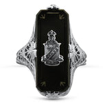 PAGE Estate Ring Coat of Arms Black Onyx Filigree Ring 5.5