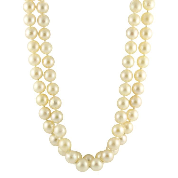 PAGE Estate Necklaces and Pendants Double Strand 23" Pearl Necklace with Floral Clasp