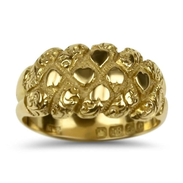 PAGE Estate Ring Edwardian 18K Yellow Gold Engraved Tapered Ring 6.75