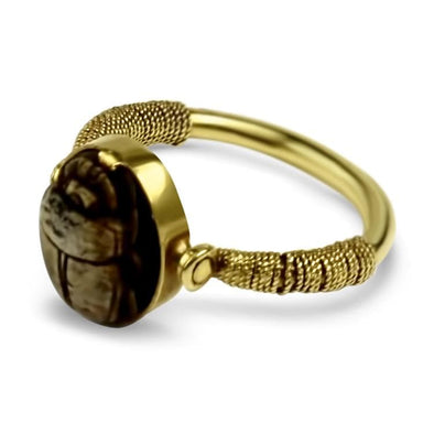 PAGE Estate Ring Edwardian 18K Yellow Gold Spinning Scarab Ring 6