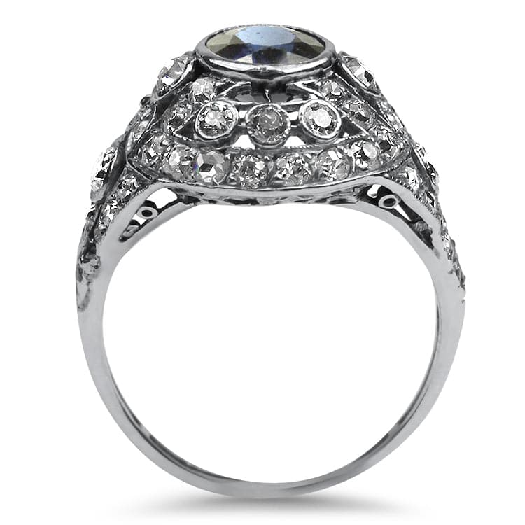 PAGE Estate Ring Edwardian Platinum 1.10cts Sapphire and Diamond Cluster Ring 6.25