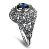 PAGE Estate Ring Edwardian Platinum 1.10cts Sapphire and Diamond Cluster Ring 6.25