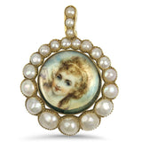 PAGE Estate Necklaces and Pendants Estate 14k Yellow Gold Pearl Portrait Pendant