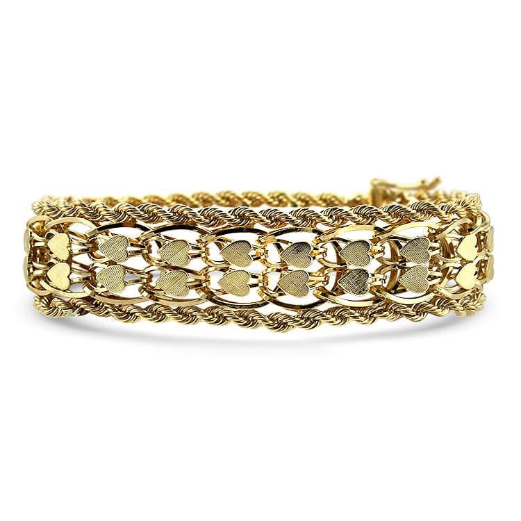 PAGE Estate Bracelet Fancy Heart Link Charm Bracelet
