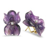 PAGE Estate Earring Floral Carved Amethyst and Diamond Earrings