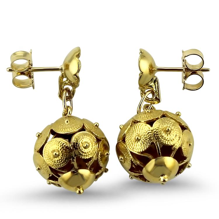 PAGE Estate Earring High Karat Spiral Bead Dangle Earrings