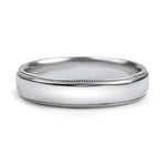 PAGE Estate Wedding Band Platinum 4.75mm Milgrain Half Round Wedding Band 10.5