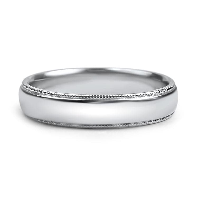 PAGE Estate Wedding Band Platinum 4.75mm Milgrain Half Round Wedding Band 10.5